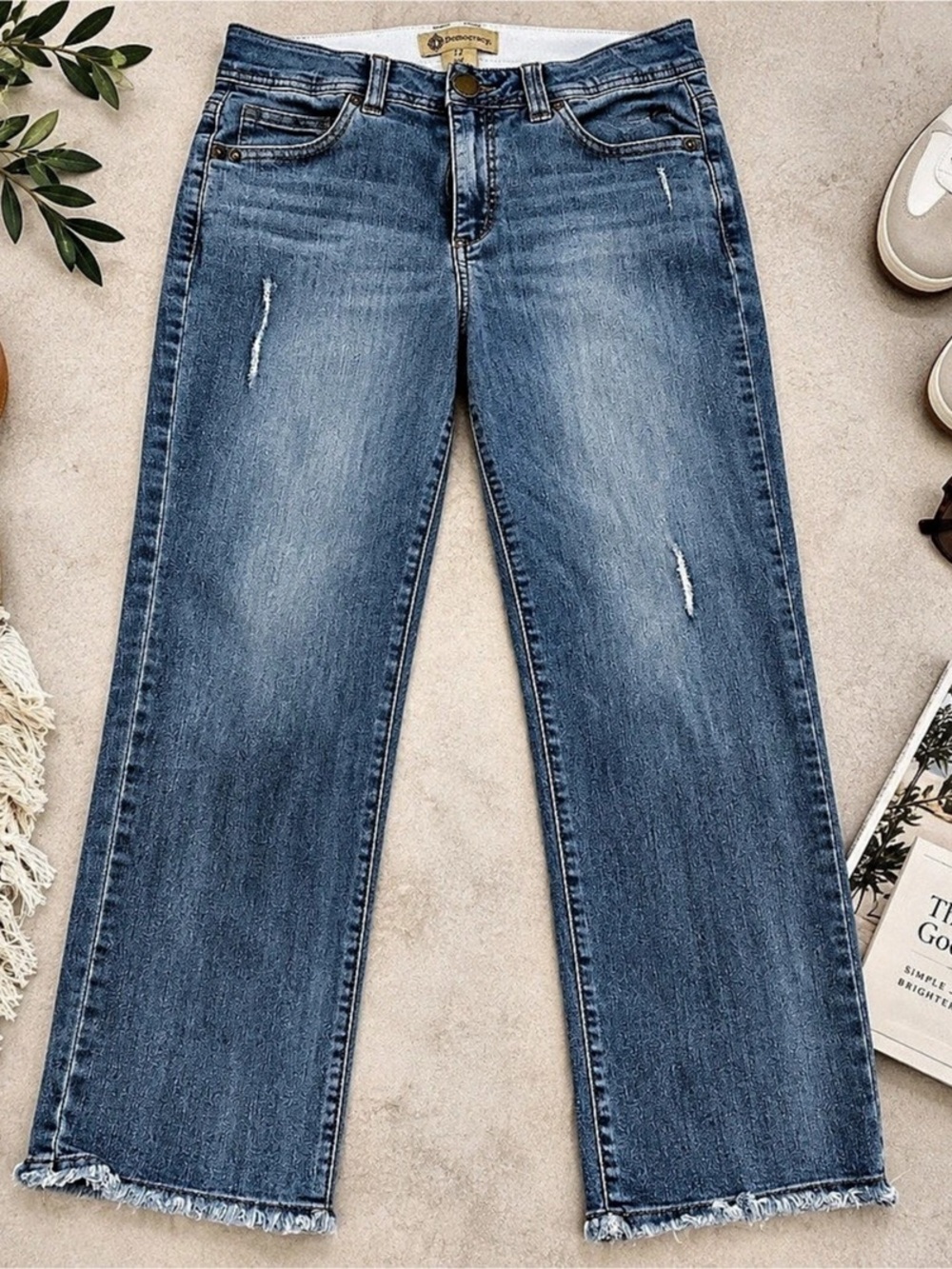Democracy Abtechnology Distressed Raw Hem Jeans Wide Leg Jeans Blue 12